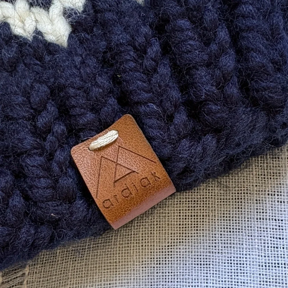 Ardiak Cozy Knit Pom-Pom Beanie for Kids - Navy and Cream